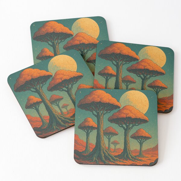 Item preview, Neo-Trees of Mars – Retro Sci-Fi Botanical Landscape Space Art designed and sold by Domci.