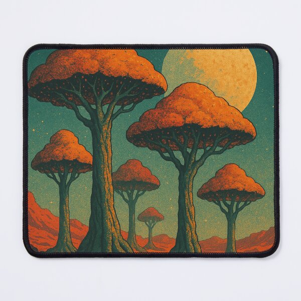 Item preview, Neo-Trees of Mars – Retro Sci-Fi Botanical Landscape Space Art designed and sold by Domci.