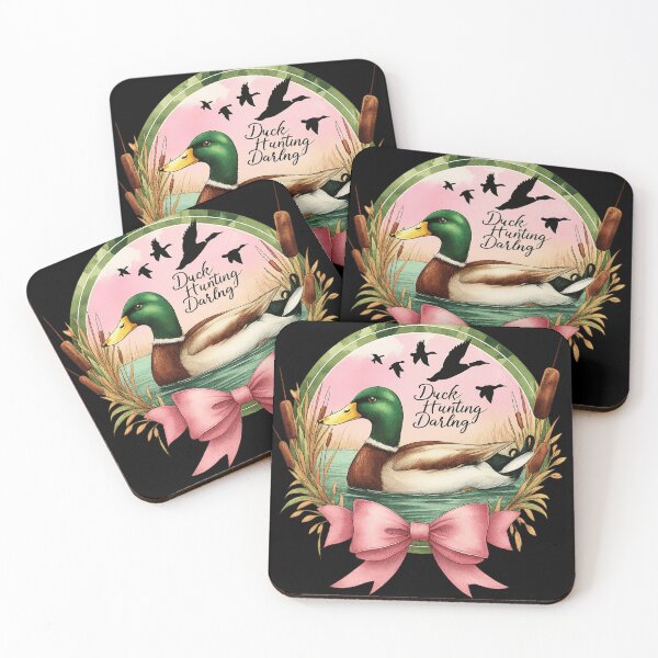 Item preview, Vintage Mallard Duck Hunting Artwork with Pink Bow and Flying Silhouettes designed and sold by haitrieuic96.