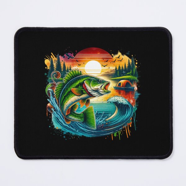 Item preview, Colorful Bass Fishing Sunset with Tent and Wilderness Art designed and sold by haitrieuic96.