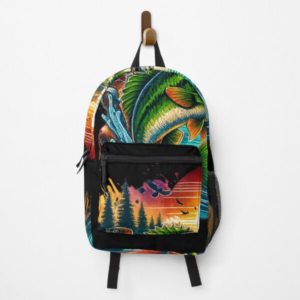 Item preview, Colorful Bass Fishing Sunset with Tent and Wilderness Art designed and sold by haitrieuic96.