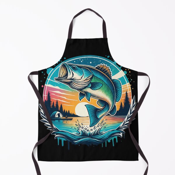 Item preview, Leaping Bass and Sunset Lake Scene with Camper Vibe designed and sold by haitrieuic96.
