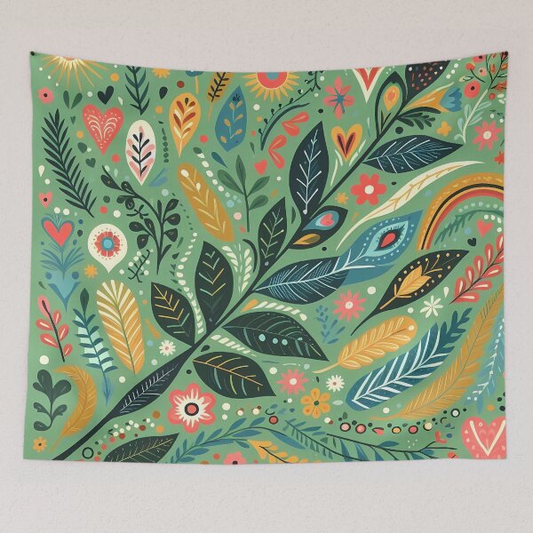 Item preview, Lush Jungle Botanic Pattern - Scandinavian Folk Art by heidiannemorris © designed and sold by FOLK ART FUSION by heidiannemorris.