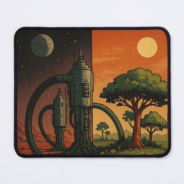 Item preview, Terraforming in Bloom – Sci-Fi Nature Landscape Retro Futuristic Art designed and sold by Domci.