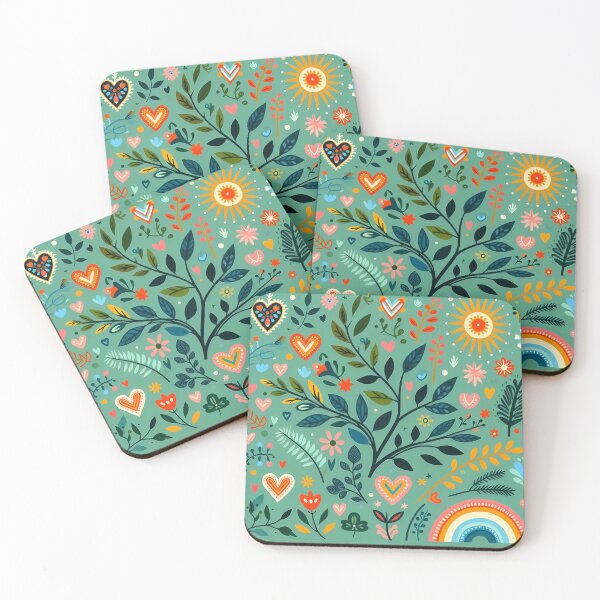 Item preview, Vibrant Jungle Leaves Pattern - Scandinavian Folk Art by heidiannemorris © designed and sold by FOLK ART FUSION by heidiannemorris.