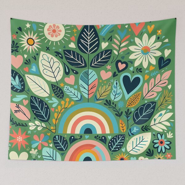 Item preview, Forest Jungle Leaf Pattern - Scandinavian Folk Art by heidiannemorris © designed and sold by FOLK ART FUSION by heidiannemorris.