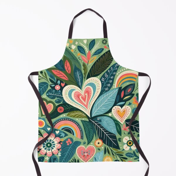 Item preview, Tropical Paradise Hearts Leaf Pattern - Scandinavian Folk Art by heidiannemorris © designed and sold by FOLK ART FUSION by heidiannemorris.