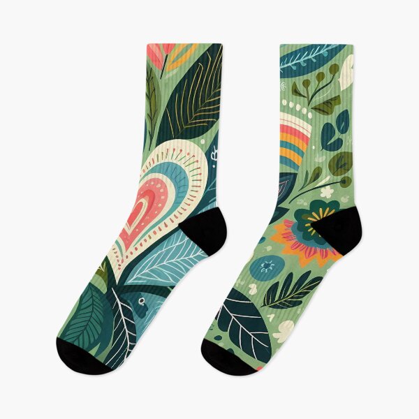 Item preview, Tropical Paradise Hearts Leaf Pattern - Scandinavian Folk Art by heidiannemorris © designed and sold by FOLK ART FUSION by heidiannemorris.