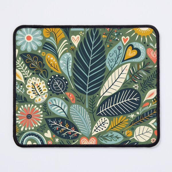 Item preview, Dark Green Intricate Jungle Pattern - Scandinavian Folk Art by heidiannemorris © designed and sold by FOLK ART FUSION by heidiannemorris.
