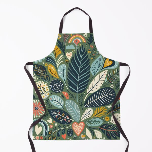 Item preview, Dark Green Intricate Jungle Pattern - Scandinavian Folk Art by heidiannemorris © designed and sold by FOLK ART FUSION by heidiannemorris.
