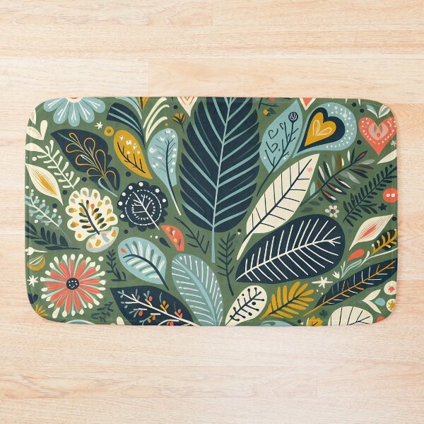 Item preview, Dark Green Intricate Jungle Pattern - Scandinavian Folk Art by heidiannemorris © designed and sold by FOLK ART FUSION by heidiannemorris.