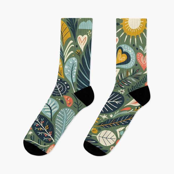 Item preview, Dark Green Intricate Jungle Pattern - Scandinavian Folk Art by heidiannemorris © designed and sold by FOLK ART FUSION by heidiannemorris.