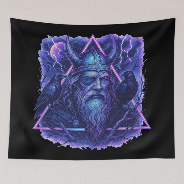 Item preview, Odin Hugin y Munin Valhalla Vaporwave designed and sold by TomFrontierArt.
