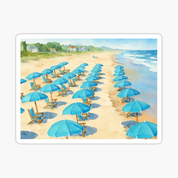 Item preview, Sea of Shade – Margaritaville Beach Club Inspired Coastal Art Print | Tropical Umbrellas & Relaxing Ocean Vibes | Beach Resort Wall Art designed and sold by K♡la Crockett.