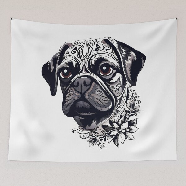 Item preview, Tribal pug designed and sold by ArtfulPlay.