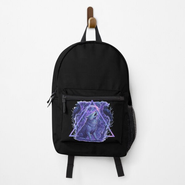 Item preview, Fenrir Wolf Hugin Munin Ravens Norse Vaporwave designed and sold by TomFrontierArt.