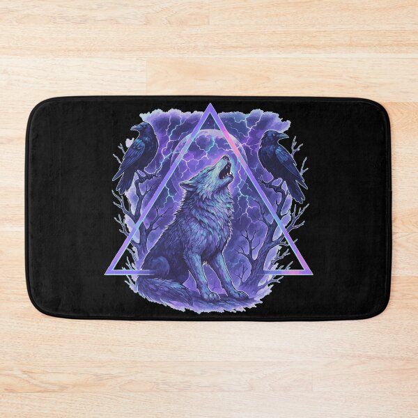 Item preview, Fenrir Lobo Hugin Munin Cuervos Nórdico Vaporwave designed and sold by TomFrontierArt.