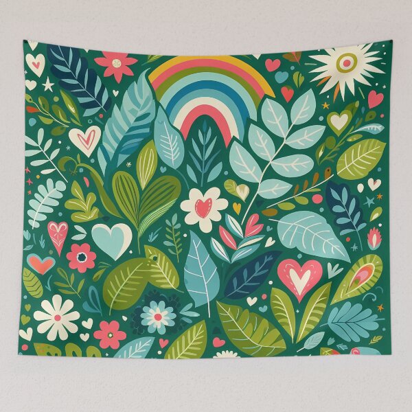 Item preview, Peaceful Jungle Plant Pattern - Scandinavian Folk Art by heidiannemorris © designed and sold by FOLK ART FUSION by heidiannemorris.