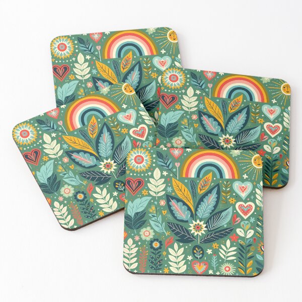 Item preview, Vibrant Jungle Growth Pattern - Scandinavian Folk Art by heidiannemorris © designed and sold by FOLK ART FUSION by heidiannemorris.
