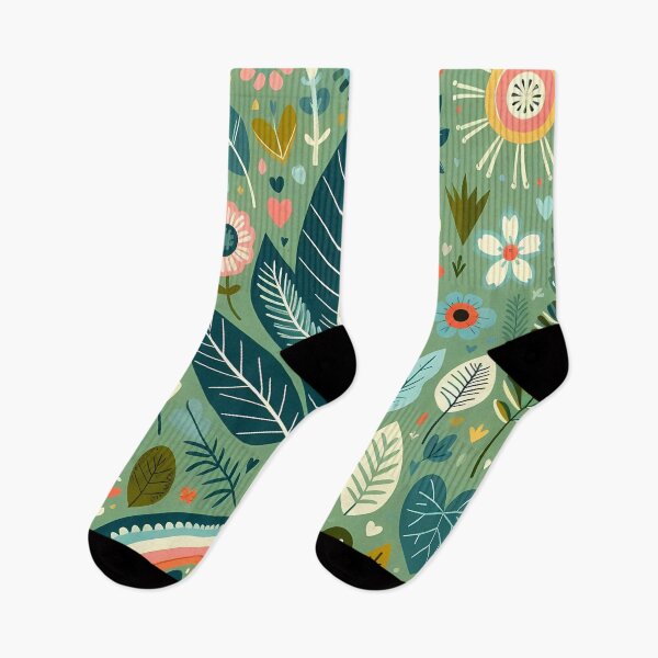 Item preview, Peaceful Tropical Jungle Leaves - Scandinavian Folk Art by heidiannemorris © designed and sold by FOLK ART FUSION by heidiannemorris.