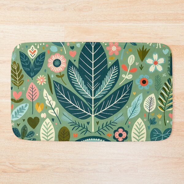 Item preview, Peaceful Tropical Jungle Leaves - Scandinavian Folk Art by heidiannemorris © designed and sold by FOLK ART FUSION by heidiannemorris.