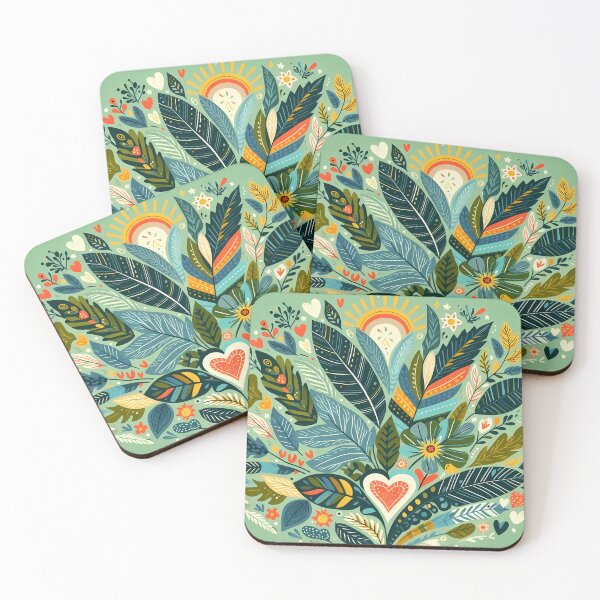 Item preview, Tropical Harmony Botanic Pattern - Scandinavian Folk Art by heidiannemorris © designed and sold by FOLK ART FUSION by heidiannemorris.