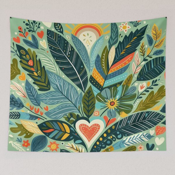 Item preview, Tropical Harmony Botanic Pattern - Scandinavian Folk Art by heidiannemorris © designed and sold by FOLK ART FUSION by heidiannemorris.