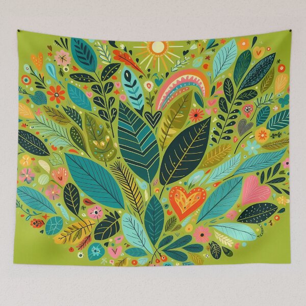 Item preview, Nature's Jungle Pattern - Scandinavian Folk Art by heidiannemorris © designed and sold by FOLK ART FUSION by heidiannemorris.