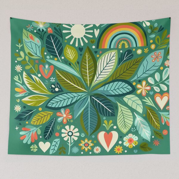 Item preview, Botanical Jungle Foliage - Scandinavian Folk Art by heidiannemorris © designed and sold by FOLK ART FUSION by heidiannemorris.