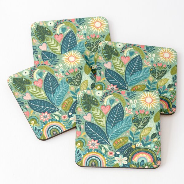 Item preview, Natural Forest Jungle Pattern - Scandinavian Folk Art by heidiannemorris © designed and sold by FOLK ART FUSION by heidiannemorris.