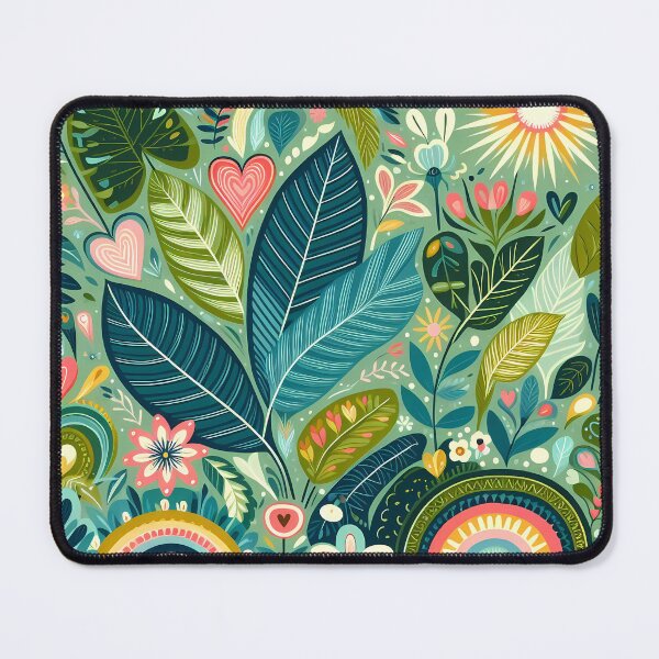 Item preview, Natural Forest Jungle Pattern - Scandinavian Folk Art by heidiannemorris © designed and sold by FOLK ART FUSION by heidiannemorris.