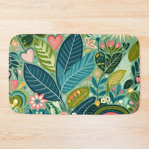 Item preview, Natural Forest Jungle Pattern - Scandinavian Folk Art by heidiannemorris © designed and sold by FOLK ART FUSION by heidiannemorris.