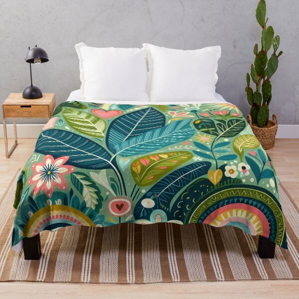 Item preview, Natural Forest Jungle Pattern - Scandinavian Folk Art by heidiannemorris © designed and sold by FOLK ART FUSION by heidiannemorris.