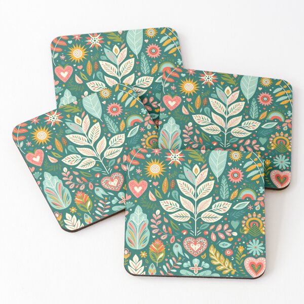 Item preview, Vibrant Tropical Botanic Pattern - Scandinavian Folk Art by heidiannemorris © designed and sold by FOLK ART FUSION by heidiannemorris.