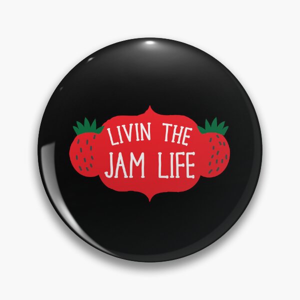 Item preview, Livin' the jam life! With red label and strawberries designed and sold by jazzydevil.