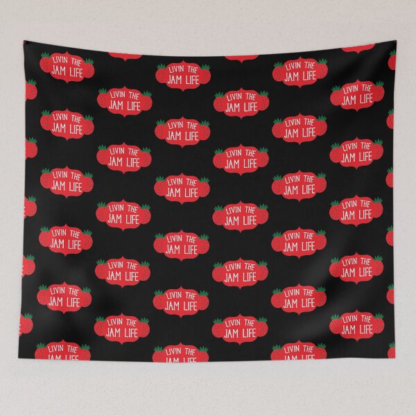 Item preview, Livin' the jam life! With red label and strawberries designed and sold by jazzydevil.