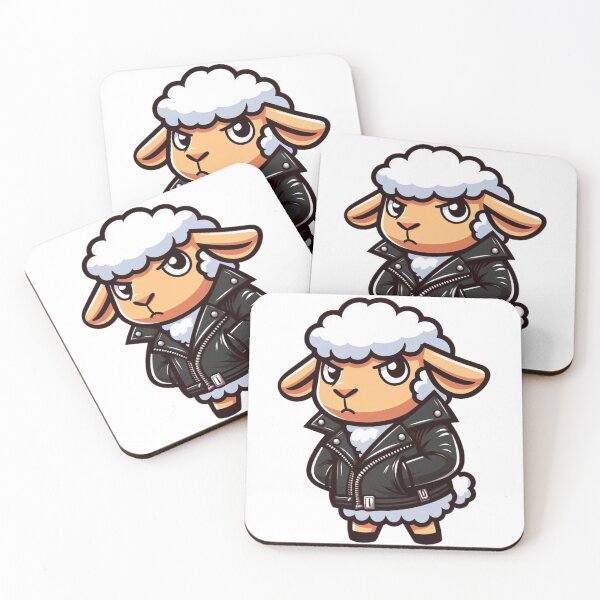 Item preview, Rebel Cartoon Sheep – Soft Wool & Rock Style designed and sold by Confuzz1ed.