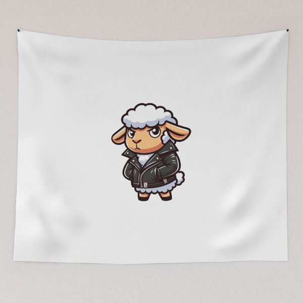 Item preview, Rebel Cartoon Sheep – Soft Wool & Rock Style designed and sold by Confuzz1ed.