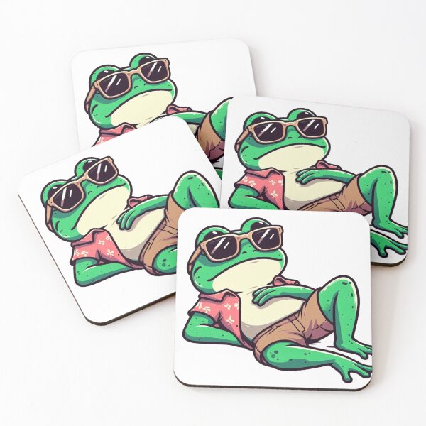 Item preview, Chill Cartoon Frog – Lounging with Leafy Coolness designed and sold by Confuzz1ed.