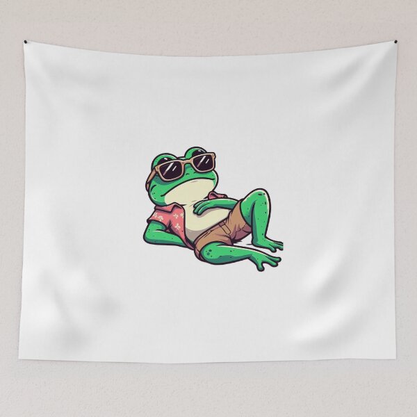 Item preview, Chill Cartoon Frog – Lounging with Leafy Coolness designed and sold by Confuzz1ed.