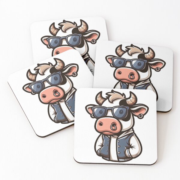 Item preview, Trendy Cartoon Cow with Shades – Farm Fashion Attitude designed and sold by Confuzz1ed.