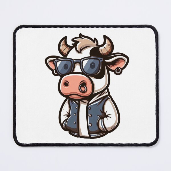 Item preview, Trendy Cartoon Cow with Shades – Farm Fashion Attitude designed and sold by Confuzz1ed.