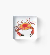 Colorful Red and Yellow Crab Acrylic Block
