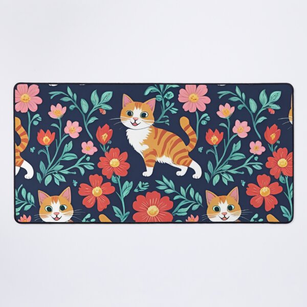 Item preview, Cozy Cat and Flowers Pattern designed and sold by CollageLab.