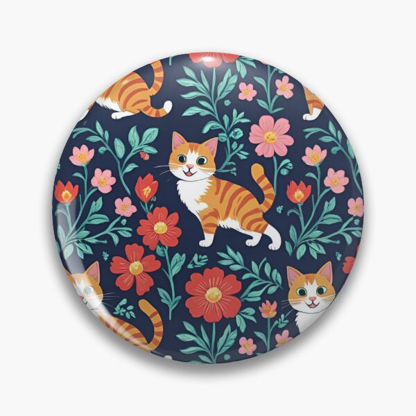Item preview, Cozy Cat and Flowers Pattern designed and sold by CollageLab.