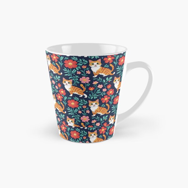 Aperçu de l'œuvre Motif de chat et de fleurs douillet créée et vendue par CollageLab.