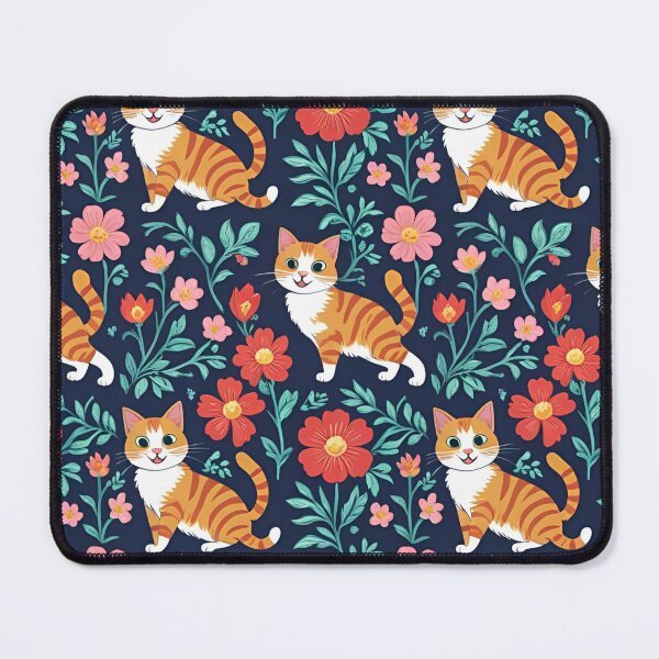 Item preview, Cozy Cat and Flowers Pattern designed and sold by CollageLab.