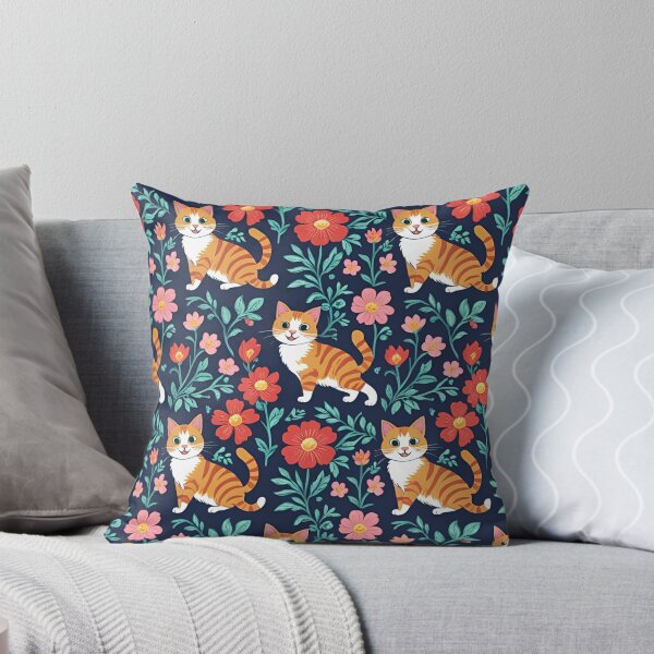 Item preview, Cozy Cat and Flowers Pattern designed and sold by CollageLab.