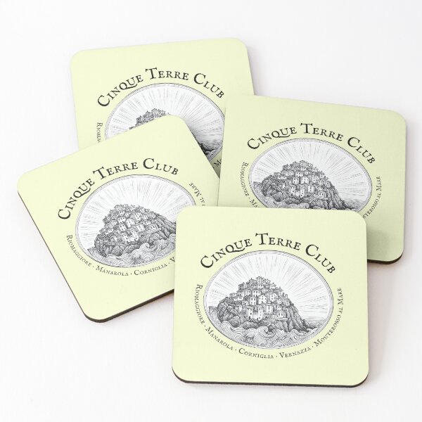 Item preview, Cinque Terre Club, engraved Italian Ligurian coast ilustration designed and sold by kacperartdesign.
