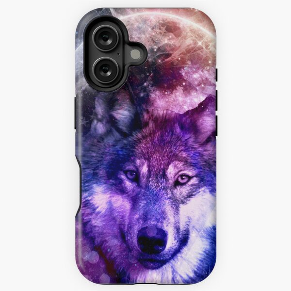 Item preview, Mystical Galaxy Wolf face - Purple Cosmic Spirit Animal Art designed and sold by CharlieCreates.